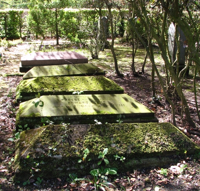 Sarcophagus-type gravestones in the gardens of remembrance