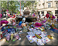 SJ8398 : Tributes at St Ann's Square, One Year on by David Dixon