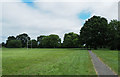 TL0820 : Grassed area with rugby posts by Trevor Littlewood