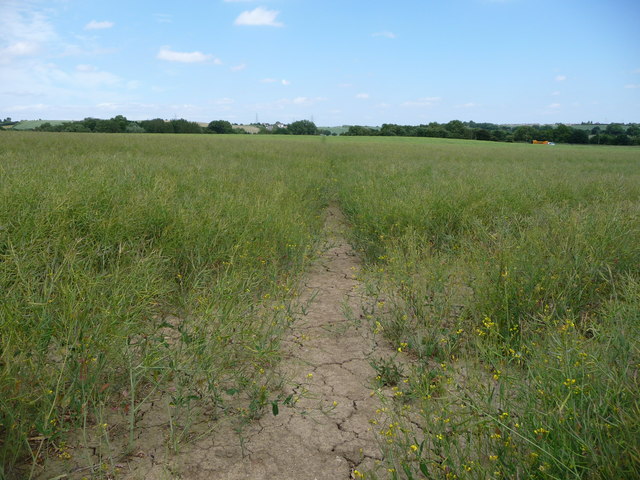 Public footpath heading east to the A655