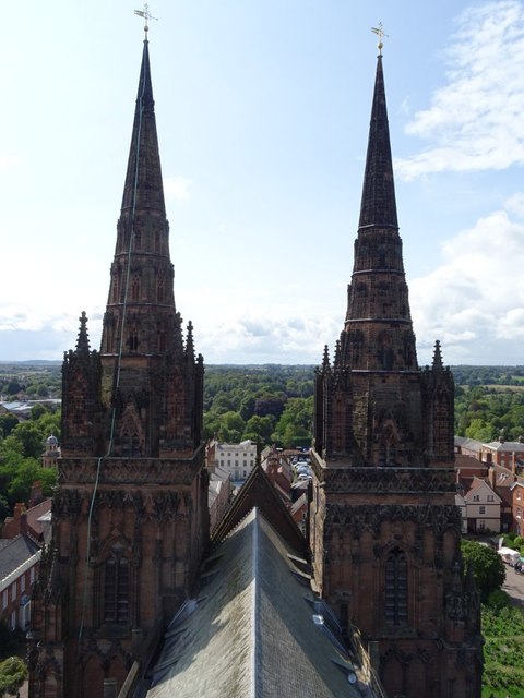 The western spires of Lichfield Cathedral