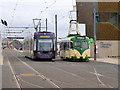 SD3036 : Old and New Trams at the Wedding Chapel by David Dixon