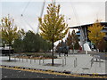 ST3187 : Late autumn colours alongside a bicycle parking area in Newport city centre by Jaggery