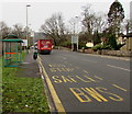 ST1493 : Bus stop and shelter, A472, Ystrad Mynach by Jaggery