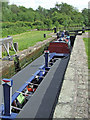 SJ9312 : Working boat in Otherton Lock, Staffordshire by Roger  D Kidd