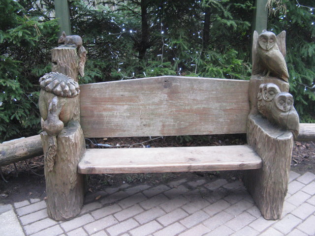 Carved bench at Center Parcs