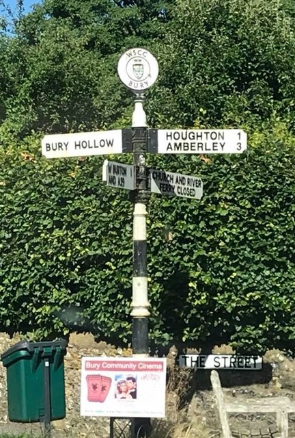 Old Direction Sign - Signpost by The Street, Bury parish