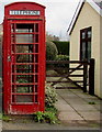 SO2320 : Red phonebox detail, Llanbedr, Powys by Jaggery