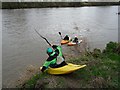 SO7515 : Canoeist launching in preparation for the Severn bore by Philip Halling