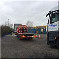 ST1920 : Truck wash queue, M5 southbound services, Taunton Deane by Robin Stott