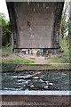 SP3677 : Underside of central arch, railway viaduct over the River Sowe, Willenhall, Coventry by Robin Stott