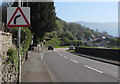 SO1522 : Warning sign - bend on the A40, Bwlch, Powys by Jaggery