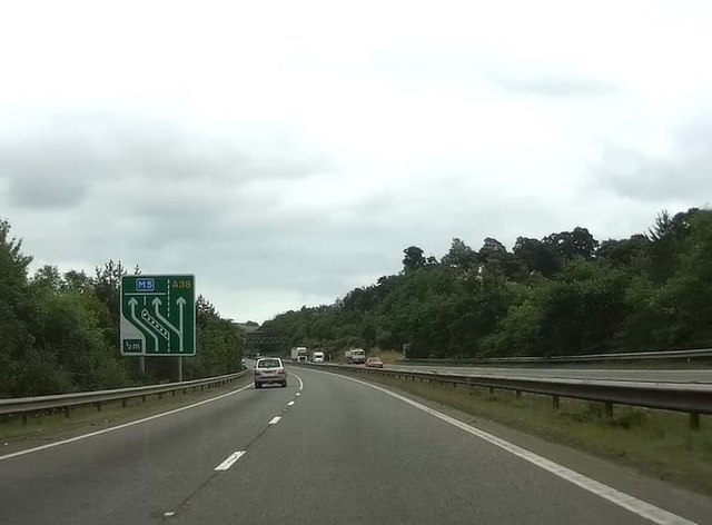 Lane sign for the M5 or A38