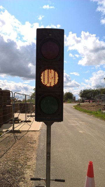 Temporary traffic light on Hurn Road, Werrington