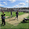 TA0389 : Scarborough Cricket Ground: working on the wicket by John Sutton