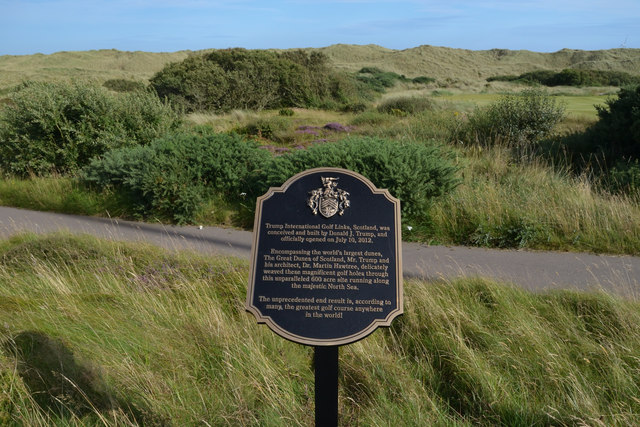 Plaque at Trump International Golf Links, Scotland 