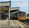 ST1067 : Class 142 dmu at Barry station platform 1 by Jaggery