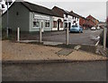 SO4382 : Metal posts across Dale Street, Craven Arms by Jaggery