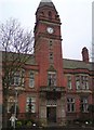 SJ9494 : Christmas lights on Hyde Town Hall 2019 by Gerald England