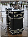 TQ1872 : Two Royal Parks litter bins near Pembroke Lodge by John S Turner