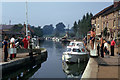 SP7449 : Passing a lock gate, Stoke Bruerne by Julian Paren