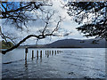 NY2521 : Submerged landing stage at Hawse End by Trevor Littlewood