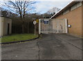 ST2381 : Gate across the Inward Goods entrance, Tesco, St Mellons, Cardiff by Jaggery