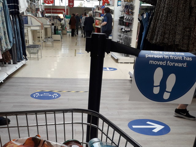 Kinson: waiting for a checkout at Tesco during coronavirus pandemic