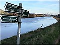 TF4510 : Signs on the Nene Way at Horseshoe Corner, Wisbech by Richard Humphrey