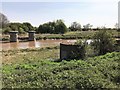 TF3902 : Support columns of the former railway bridge in Guyhirn by Richard Humphrey