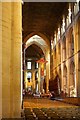 TL1998 : Peterborough Cathedral: view up the nave by Christopher Hilton