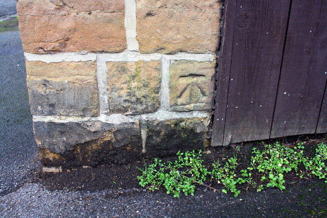 Benchmark on wall at west end of Carisbrooke Avenue