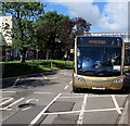 ST2995 : Please pay exact fare notice on a Stagecoach bus, Cwmbran bus station by Jaggery