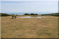 TV5898 : Southward view of the dew pond at the top of Pashley Down by Adrian Diack