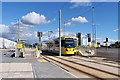 SJ7796 : Metrolink Tram at Barton Dock Road by David Dixon