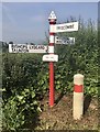 ST1434 : 'Red Post' fingerpost in Crowcombe parish by Marika Reinholds