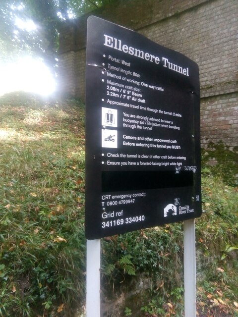 Canal and River Trust sign at Ellesmere Tunnel western portal