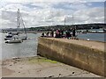 SX9372 : No social distancing on the quay, back beach, Teignmouth by Robin Stott