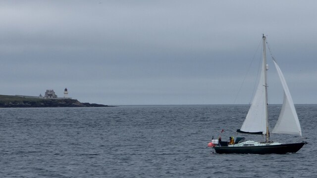 Sailing Boat and Helliar Holm Lighthouse