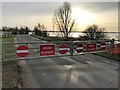 TL2799 : East Delph, ROAD CLOSED barrier - The Nene Washes by Richard Humphrey