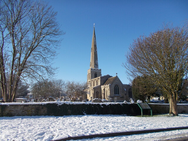 St. Benedict's Church, Glinton, in the snow