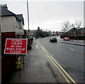 ST3090 : Red bilingual temporary sign, Malpas Road, Newport by Jaggery