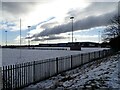 NZ1151 : Snow covered rugby pitch by Robert Graham