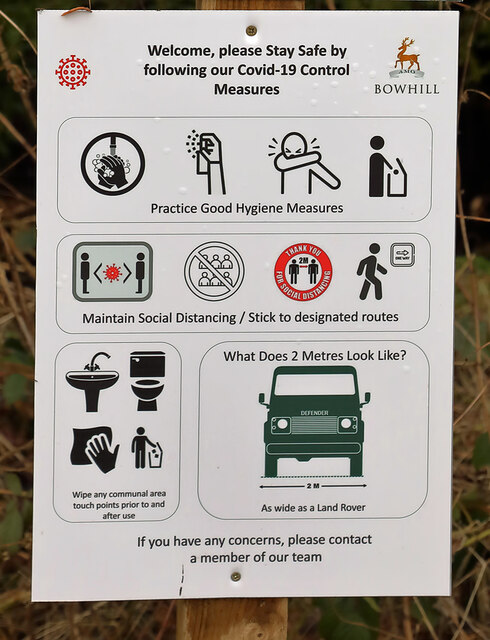 A Covid-19 notice at Bowhill