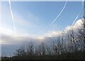 SJ9693 : Contrails above Alder School by Gerald England