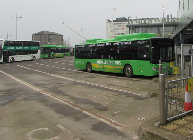 Z03 electric bus in Friars Walk Bus Station, Newport