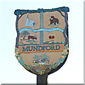 TL8093 : Mundford village sign (north face) by Adrian S Pye