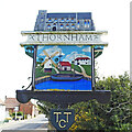 TF7343 : Thornham village sign (west face) by Adrian S Pye