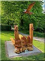 NT0804 : Picnic bench and wood sculpture by Graham Hogg