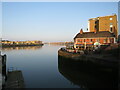 TQ3680 : River Thames at Limehouse Basin in the early morning by Malc McDonald